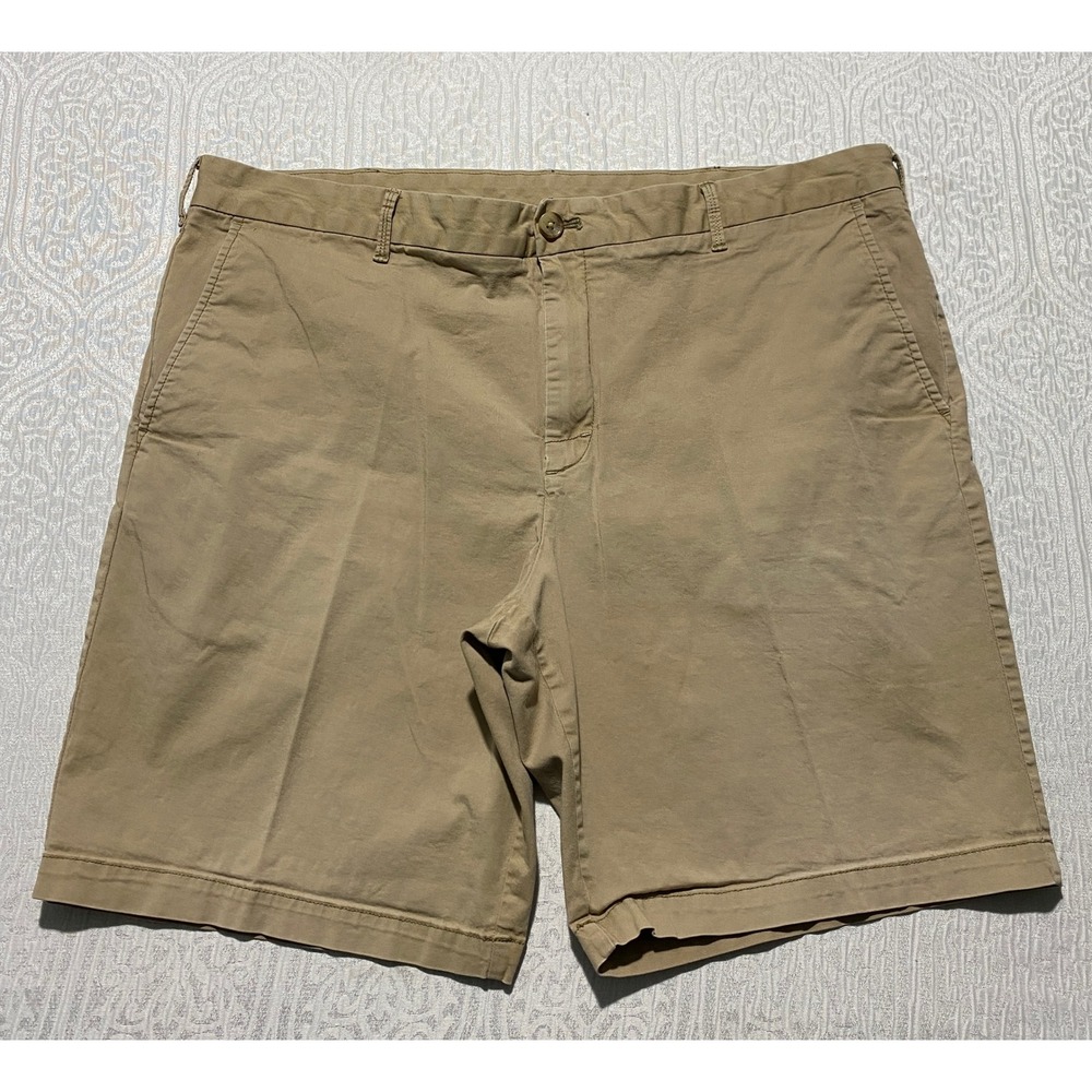 IZOD Mens Khaki Tan Chino Shorts Stretch Cotton Size 40 Casual Golf Summer Solid